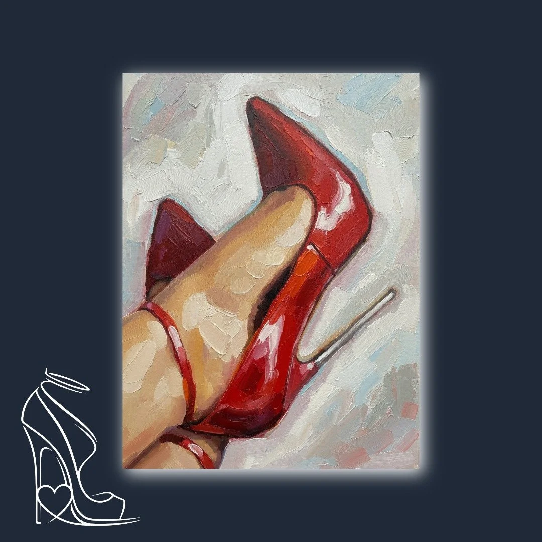 Gloss and Fire: Red Heels in Impasto