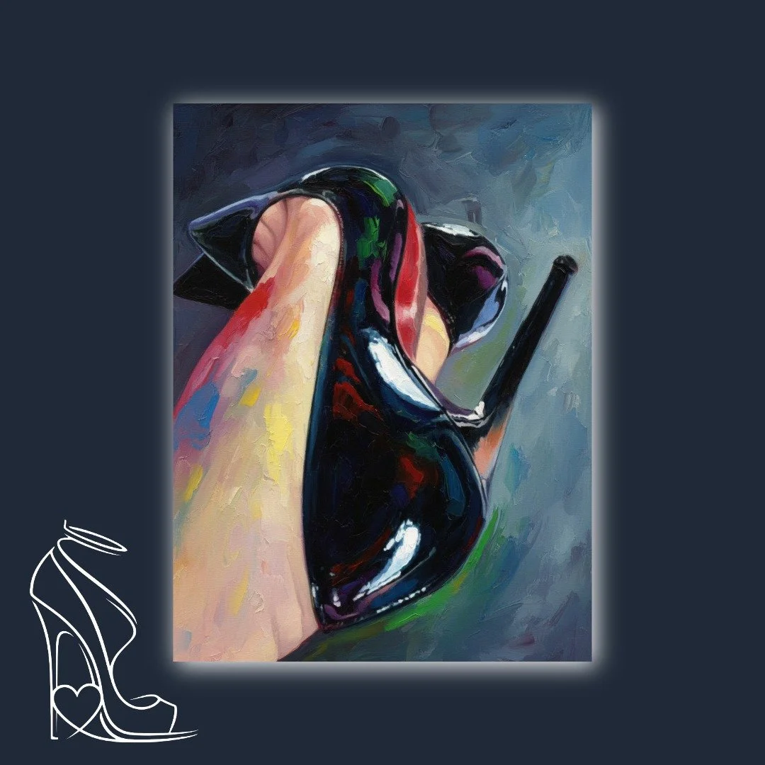 Stiletto Reflection: An Oil Painting of Allure
