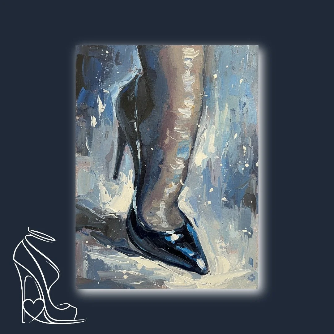Impasto Elegance: The Midnight Heel