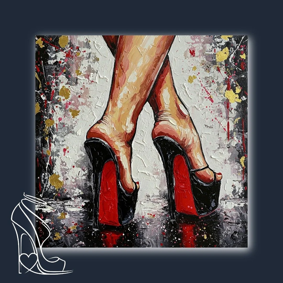 Elevated Desire: Red Bottom Heels in Impasto