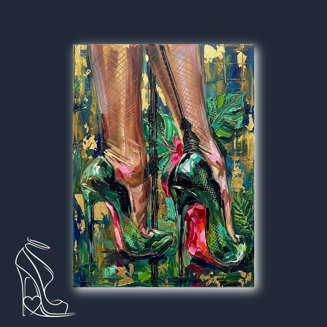 A high-tension exploration of the stiletto silhouette, where emerald depths meet the visceral weight of heavy digital impasto.