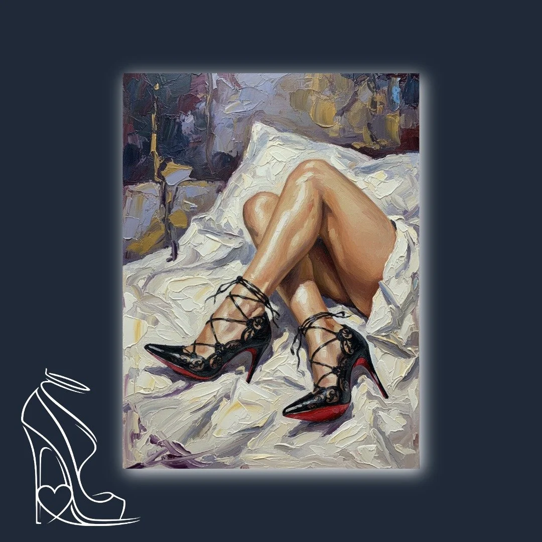 Red Soles and White Sheets: A Study in Luxury Impasto