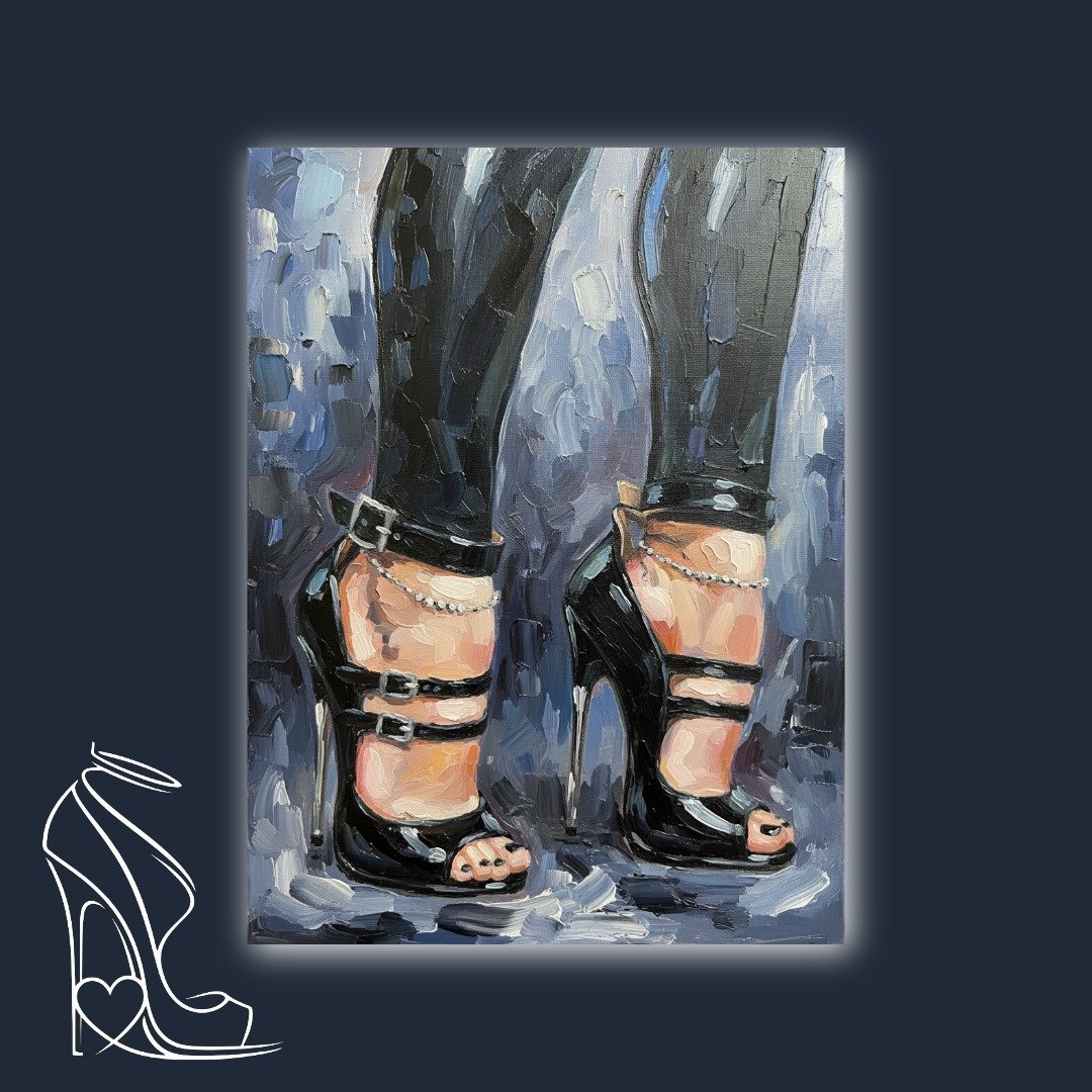 A powerful depiction of absolute authority and seductive allure, captured through the gleaming patent leather and commanding stance of stiletto high heels.