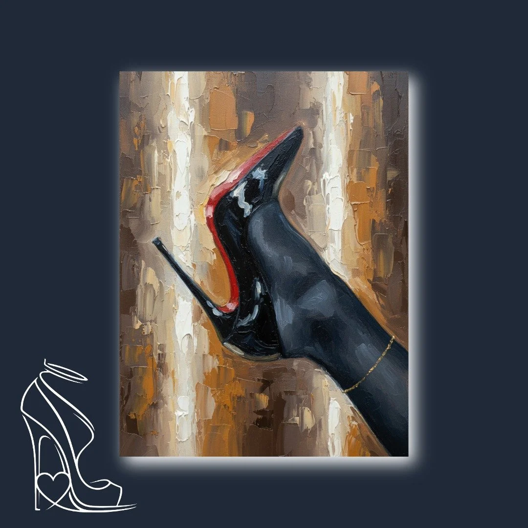 Impasto Elegance: A Study in Stiletto and Shadow