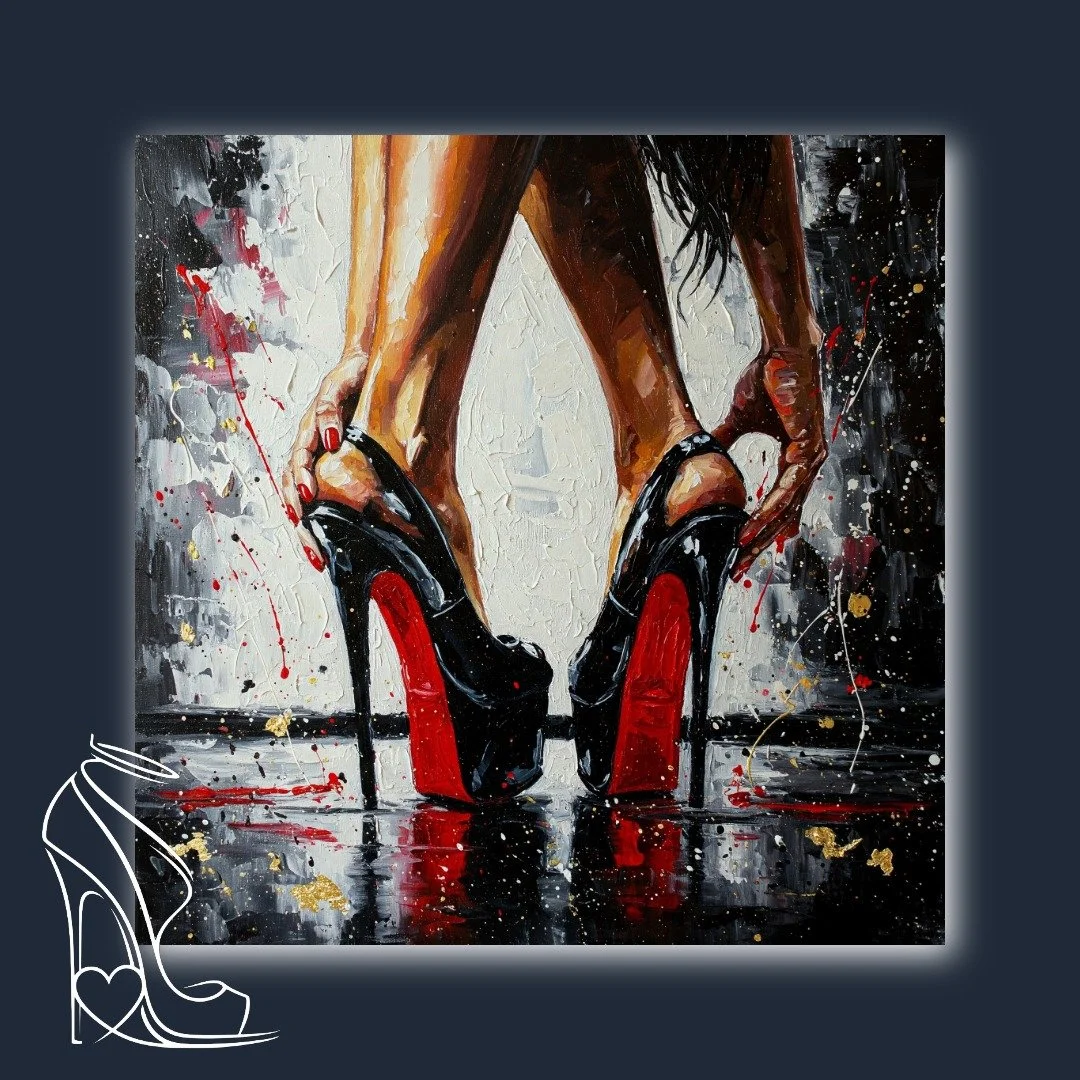 Stiletto Drama: The Red Sole and Golden Splatter