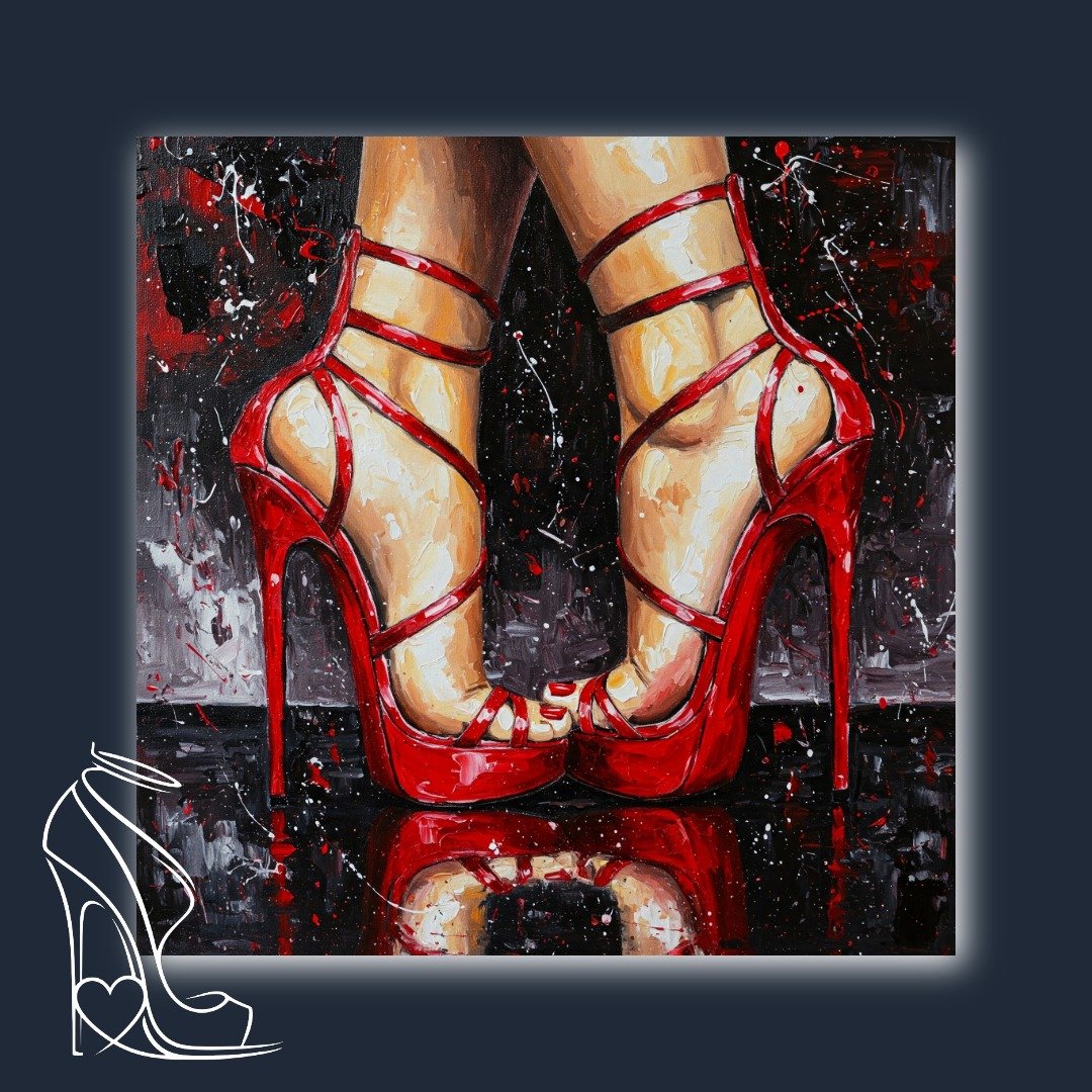 Scarlet Passion: Stiletto Reflections on a Black Canvas
