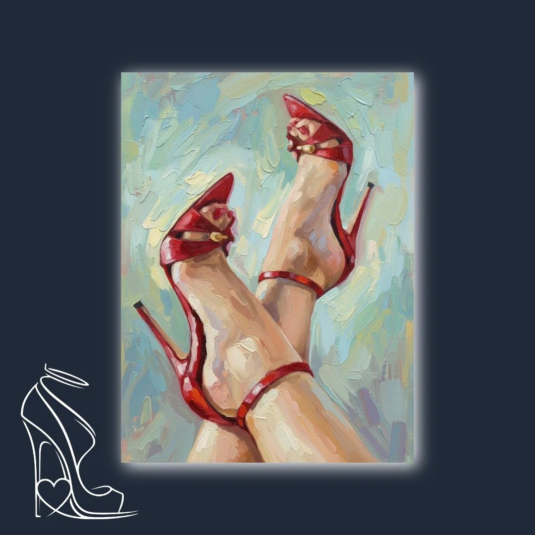 Stiletto Serenade: Oil Painting of Red Heels
