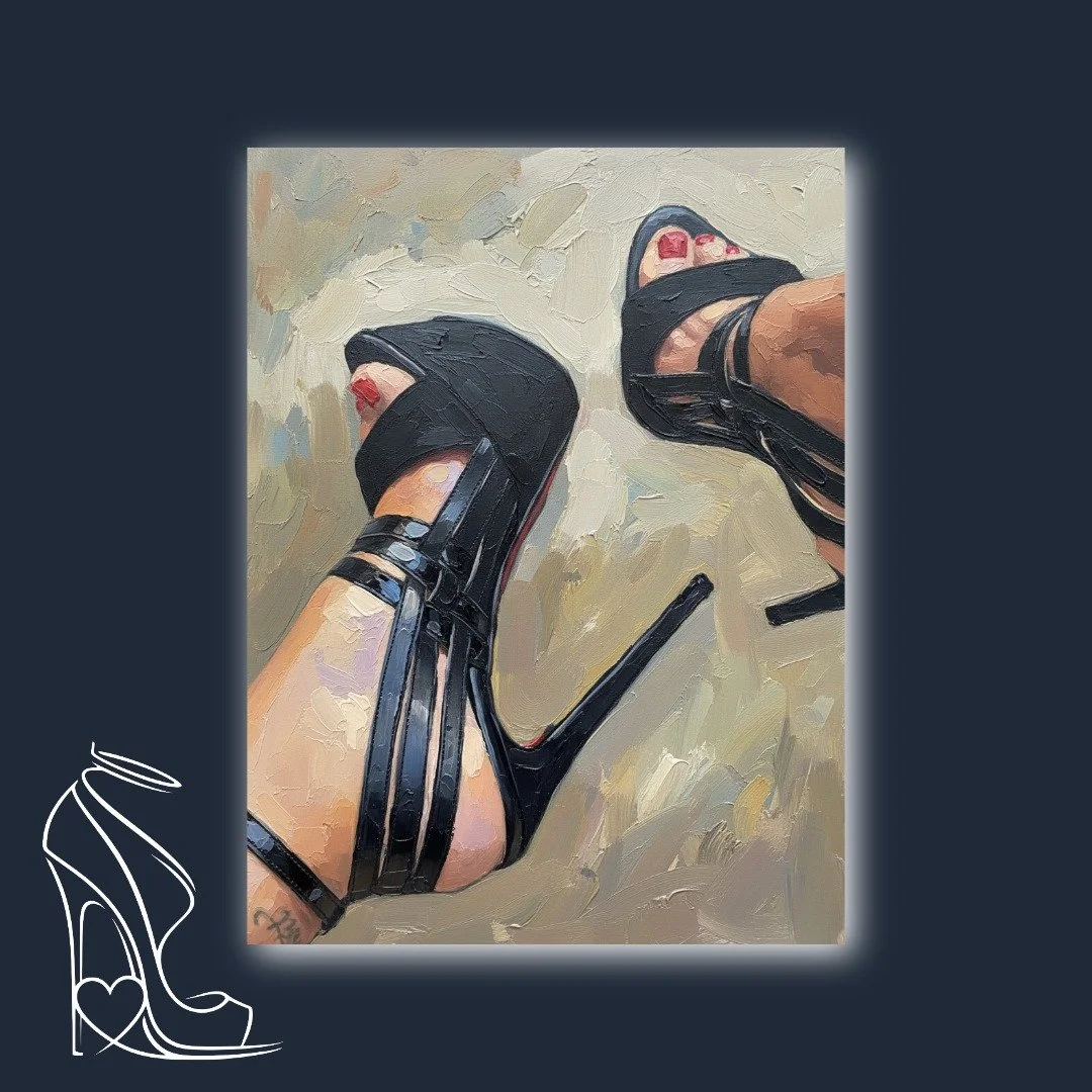 Stiletto Impression: Black Straps and Red Tips