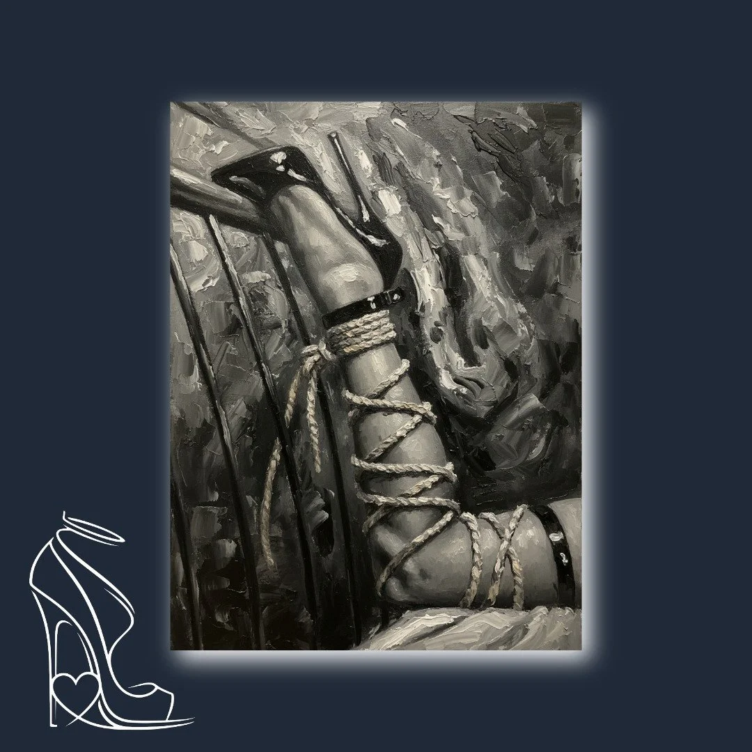 monochromatic-shibari-oil-painting-bound-leg-stiletto-heel.jpeg