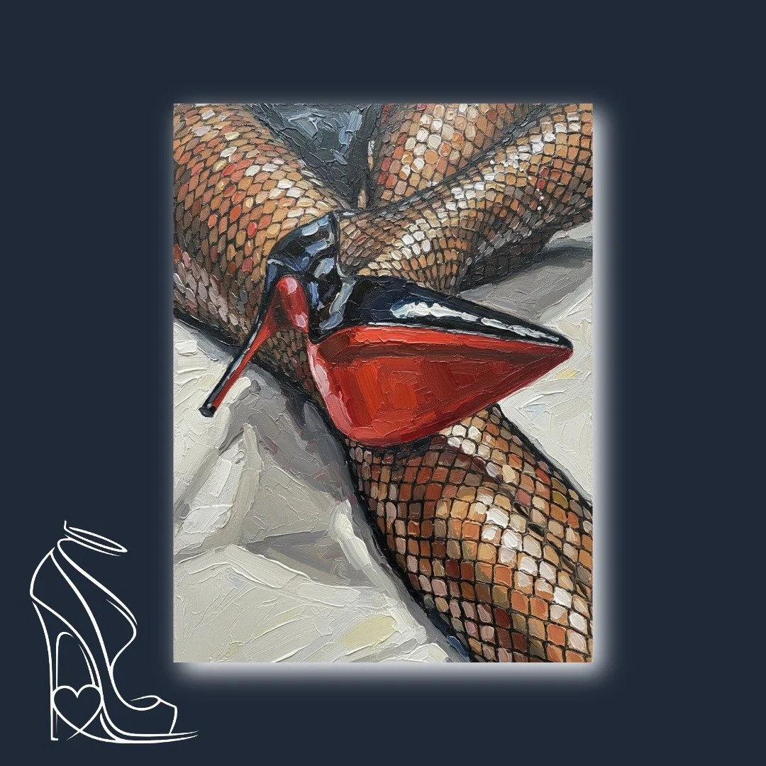 A Whisper of Red: Impasto Stiletto and Fishnets