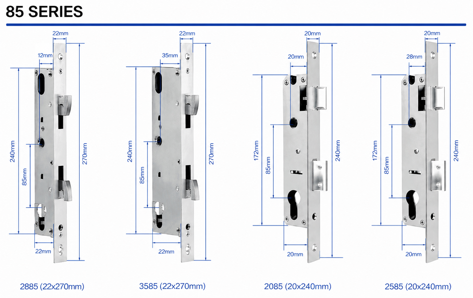 SINGLE LATCH & DEADBOLT 85 - Pestillo Simple y Cerrojo de Seguridad