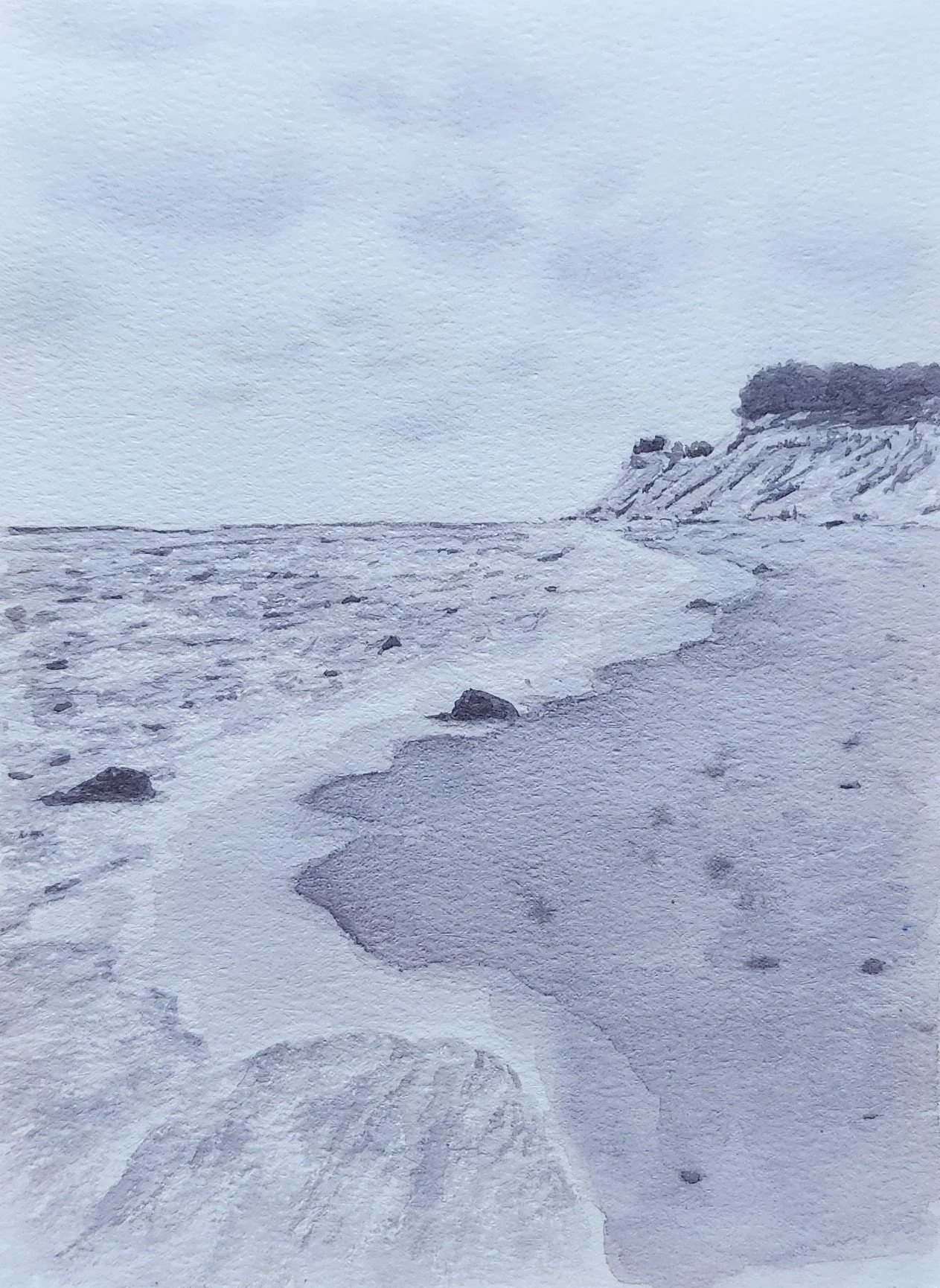 Grey Beach Watercolor