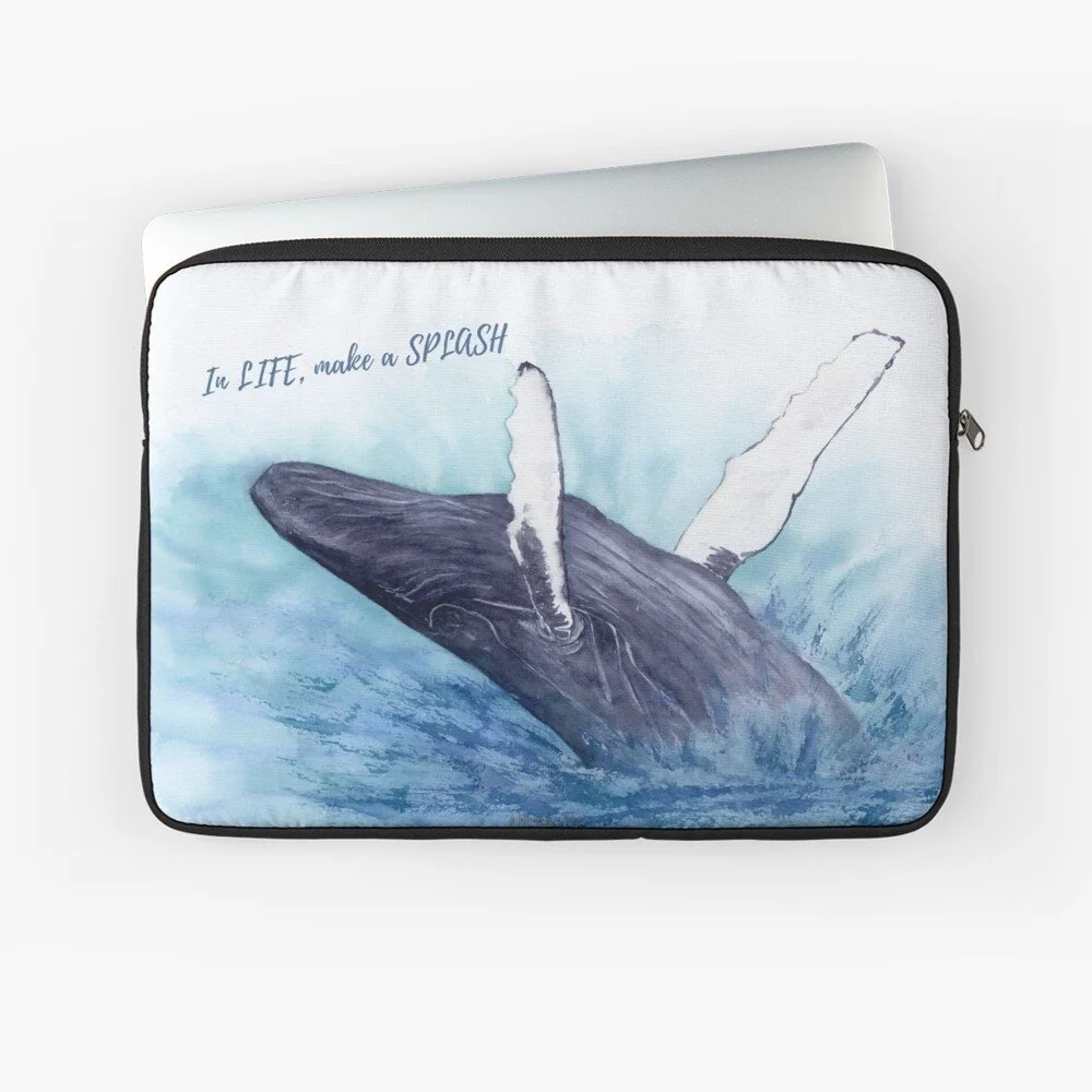 Blue Whale Jumping Laptop Sleeve