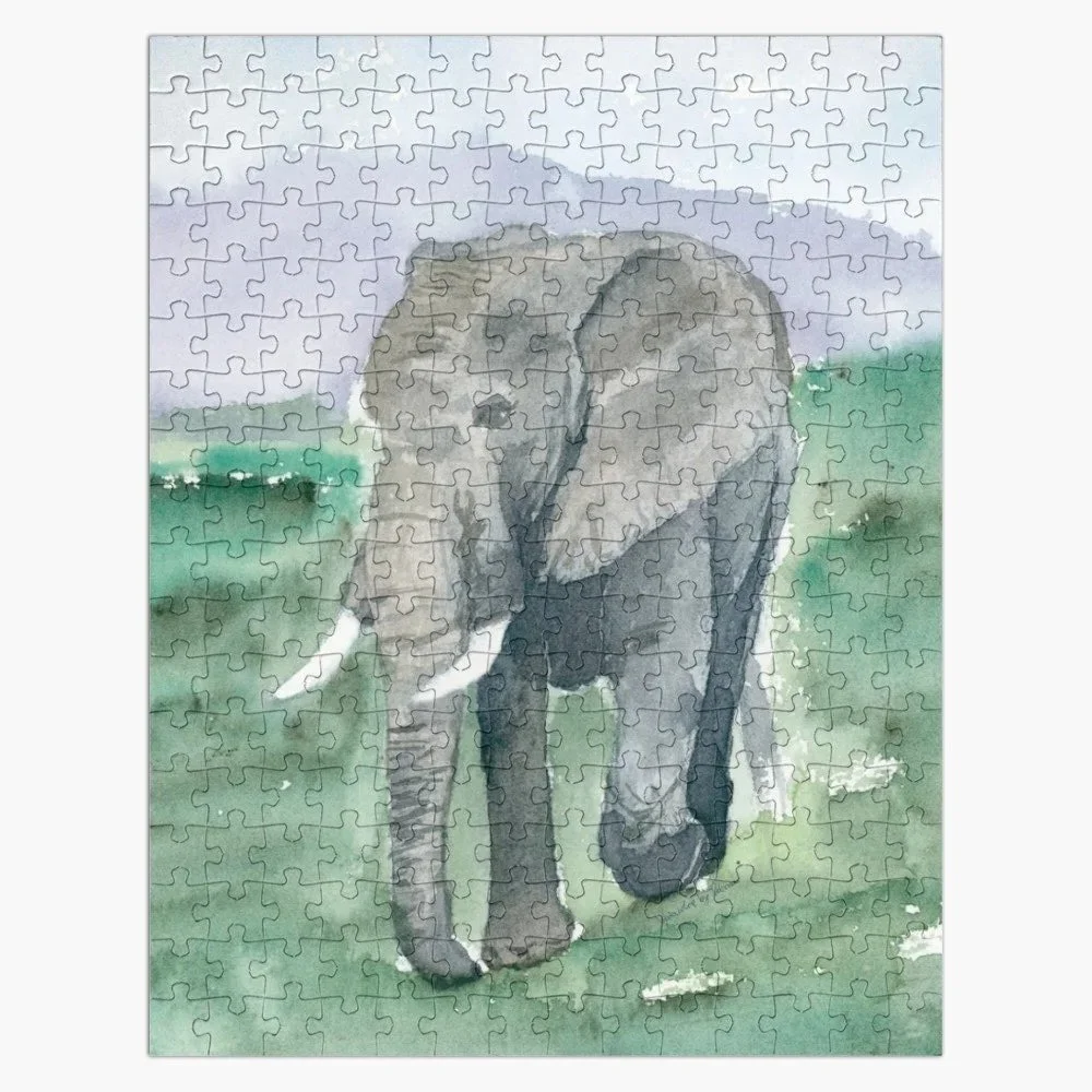 Elephant on Savannah Jigsaw Puzzle