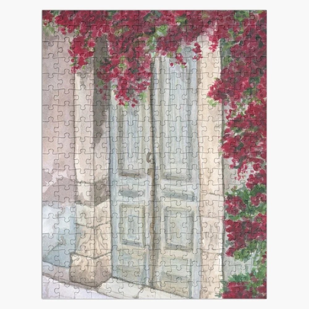 Rustic Door with Bougainvillea Puzzle