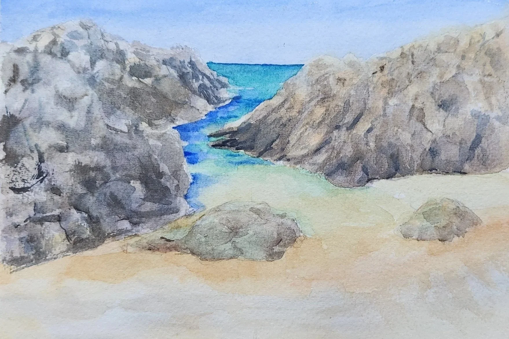 Beach & Coastal Rocks original watercolor painting