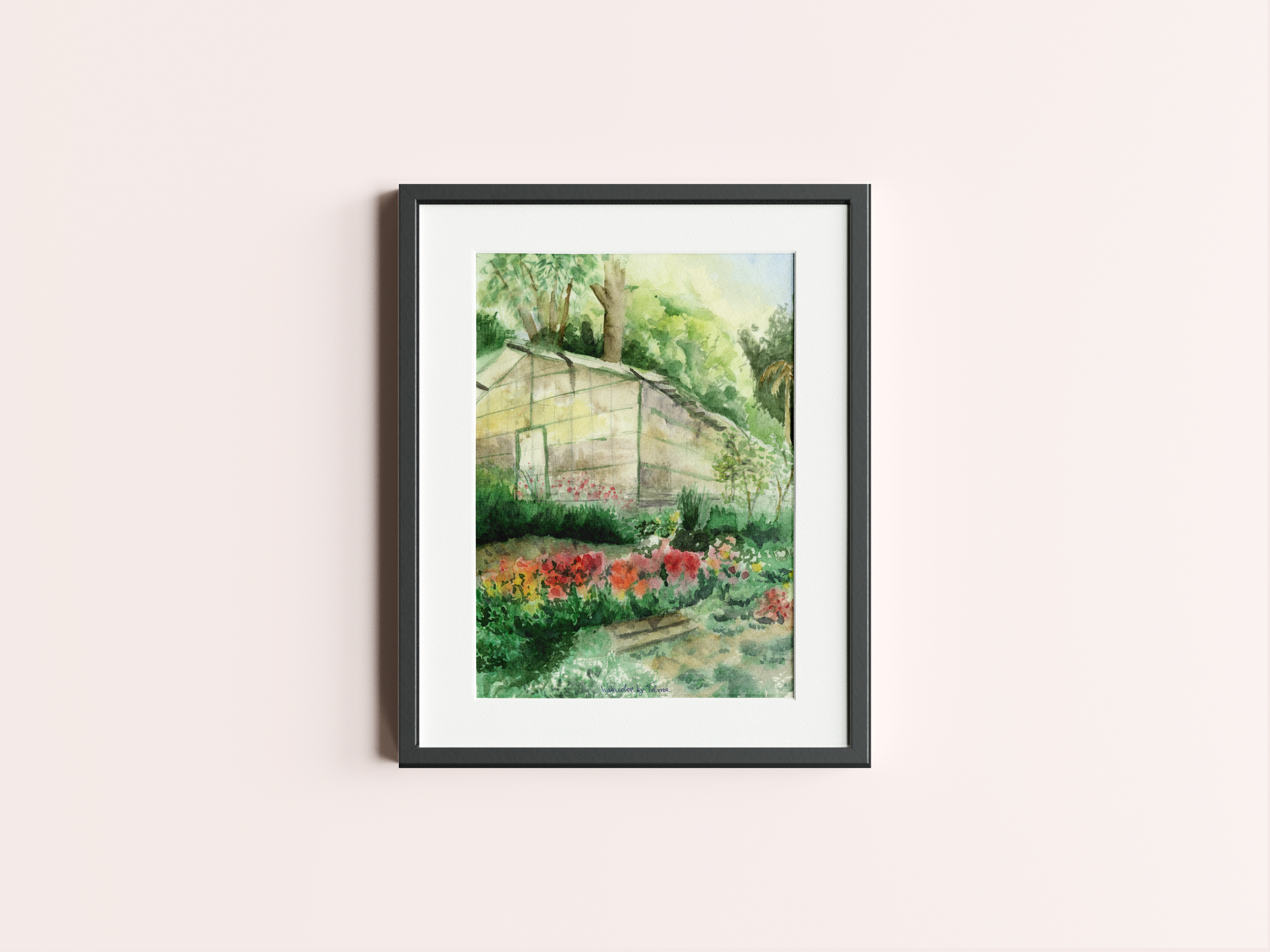 Little Greenhouse Watercolor Painting