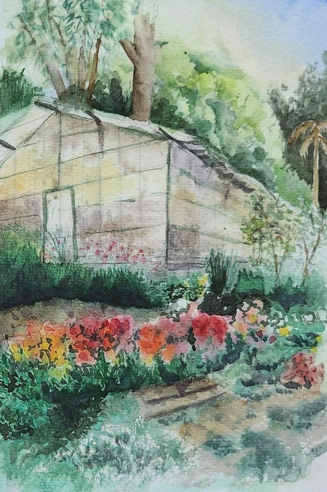 Little Greenhouse original watercolor painting