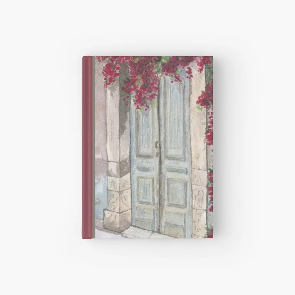 Rustic Door with Bougainvillea Hardcover Journal