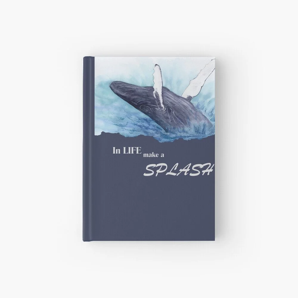 Blue Whale Jumping Hardcover Journal