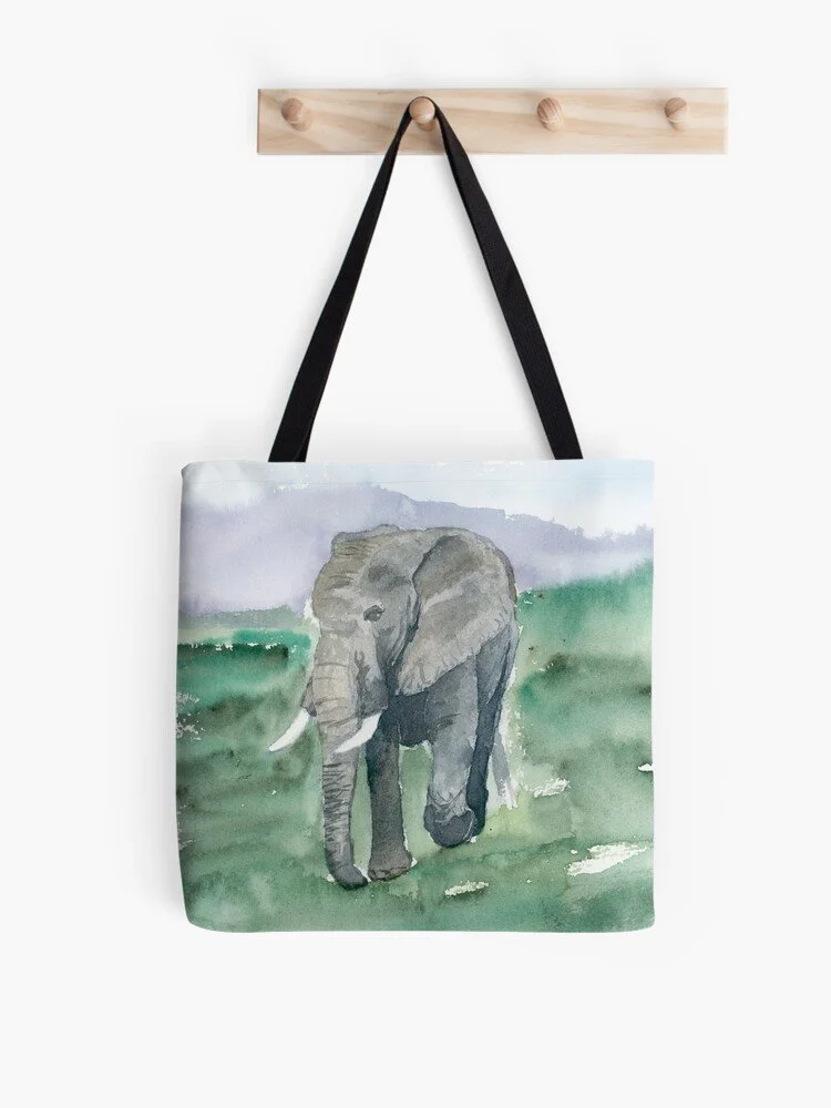 
Elephant on Savannah Tote Bag