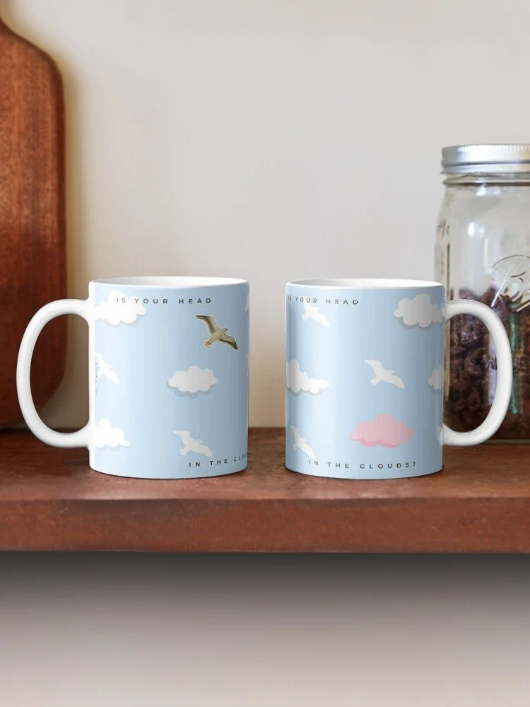 Seagull Flying in Clouds Mug
