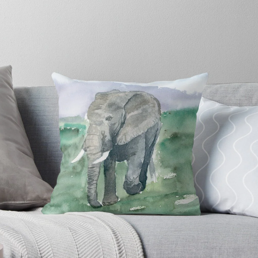 Elephant on Savannah Pillow