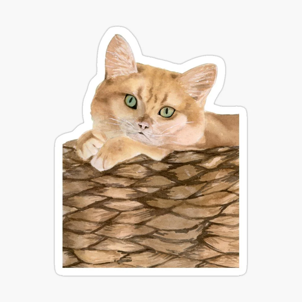 Cat in the Basket Sticker