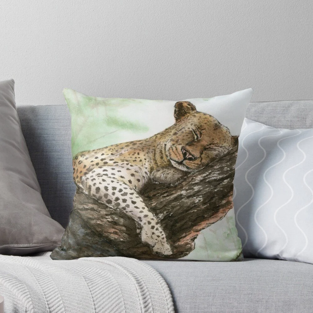 Sleeping Leopard on Tree Pillow