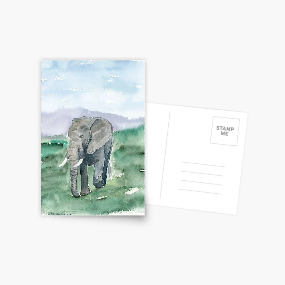 Elephant on Savannah Postcard