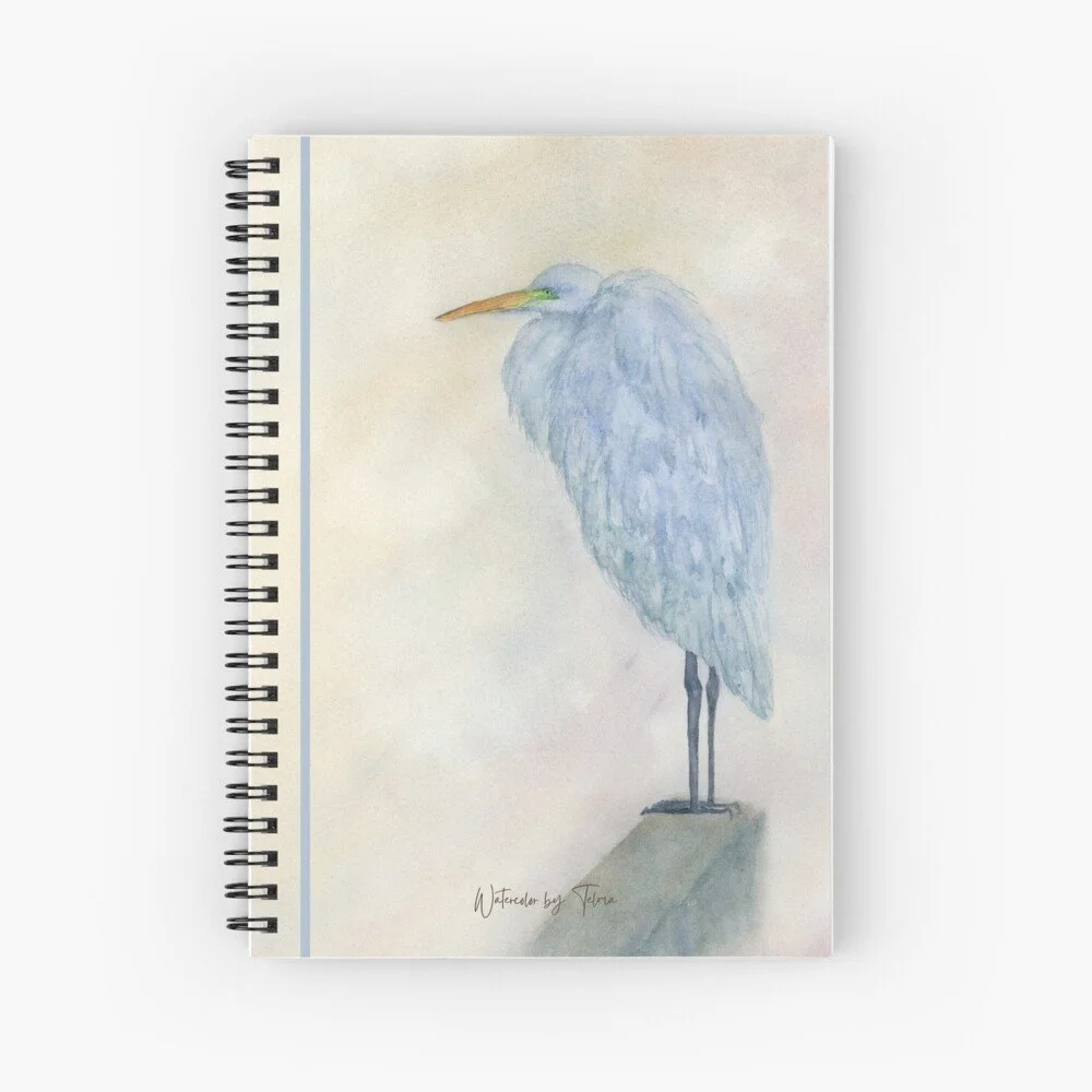 Blue Egret Spiral Notebook