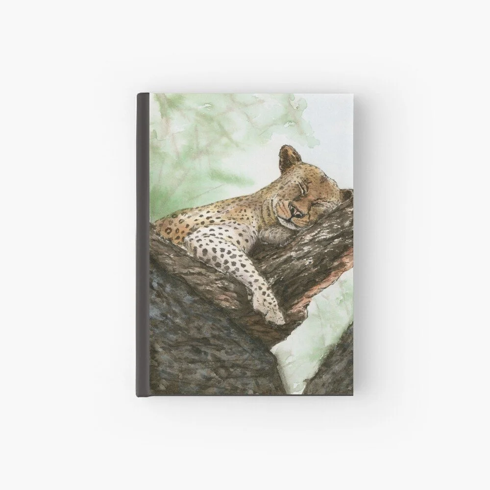 Sleeping Leopard on Tree Hardcover Journal
