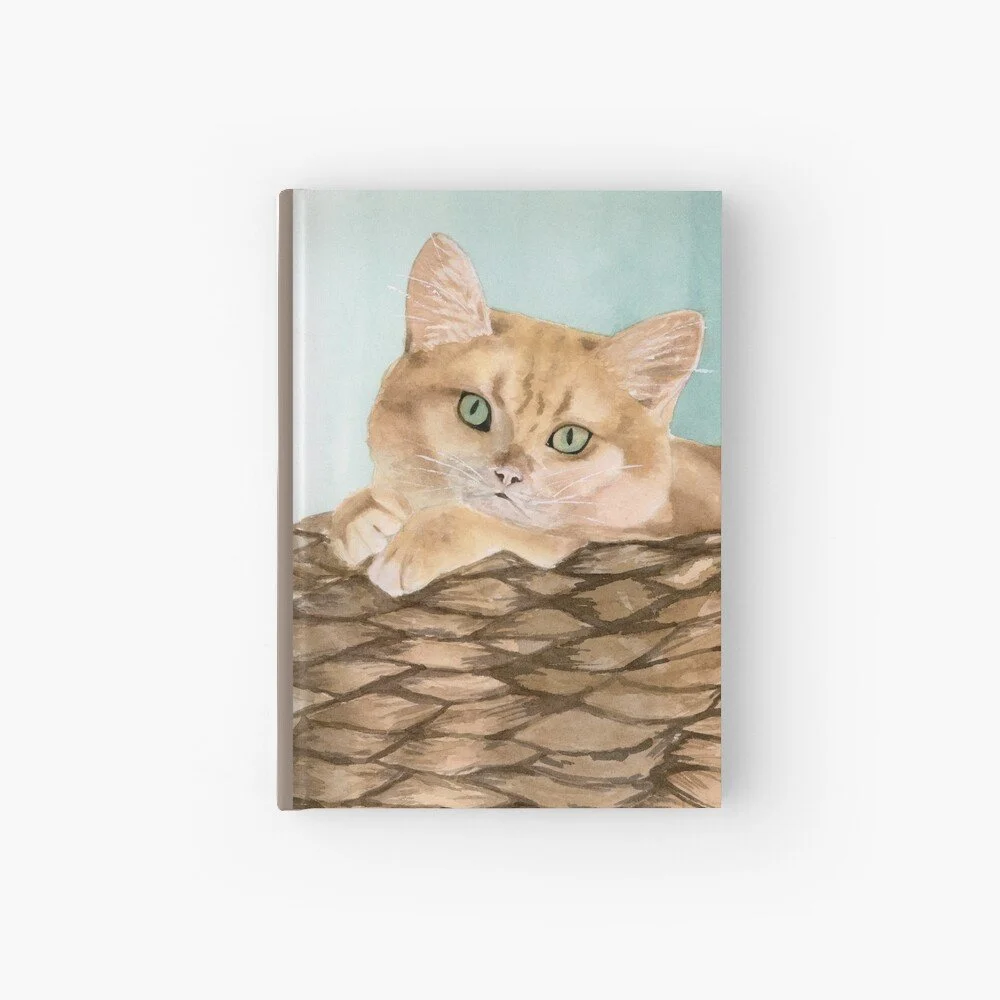Cat in the Basket Hardcover Journal
