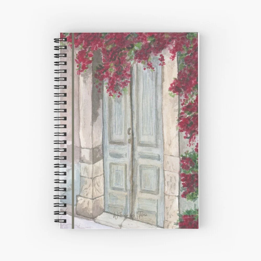 Rustic Door with Bougainvillea Spiral Notebook