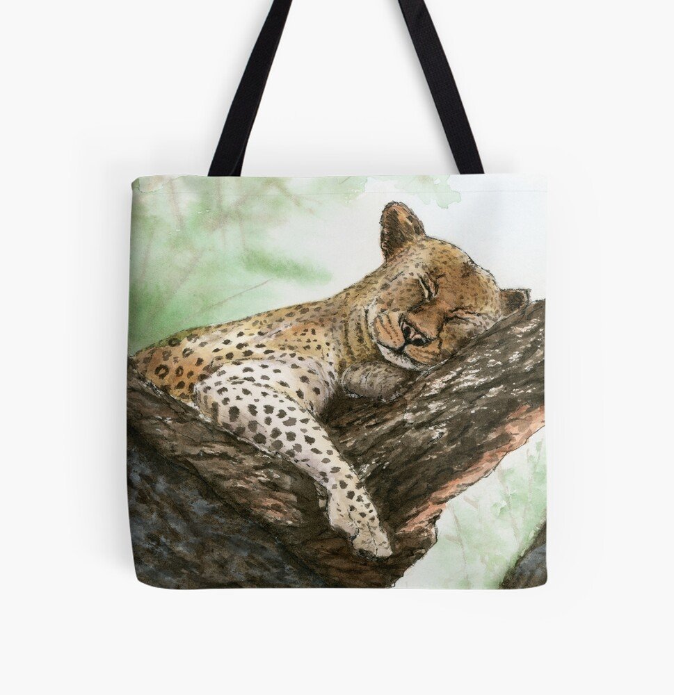 Sleeping Leopard on Tree Bag