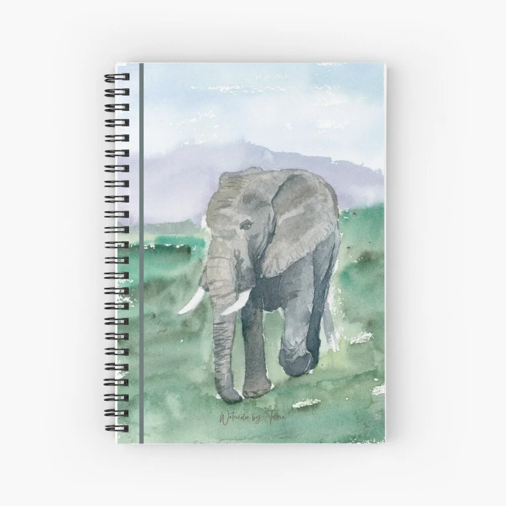 Elephant on Savannah Spiral Notebook