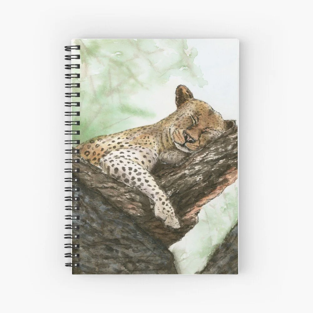 Sleeping Leopard on Tree Spiral Notebook