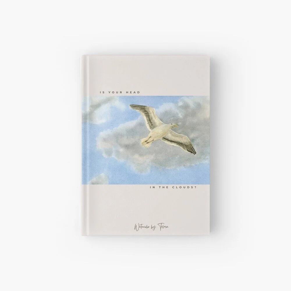 Seagull Flying in Clouds Hardcover Journal