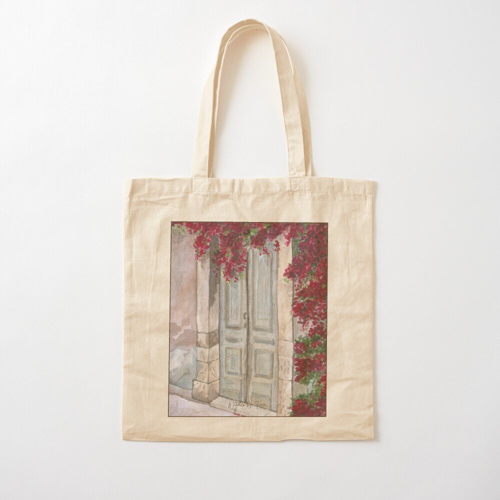 Rustic Door with Bougainvillea Tote Bag