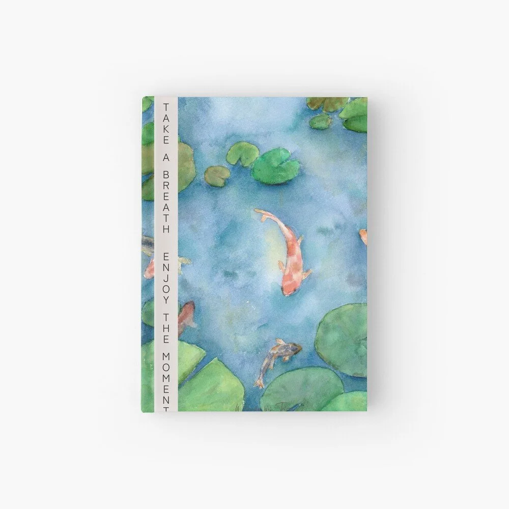 Koi Fish Pond Hardcover Journal