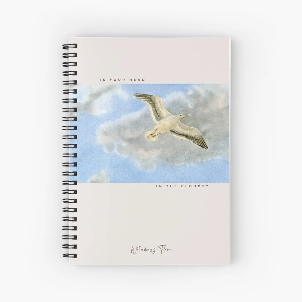 Seagull Flying in Clouds Spiral Notebook