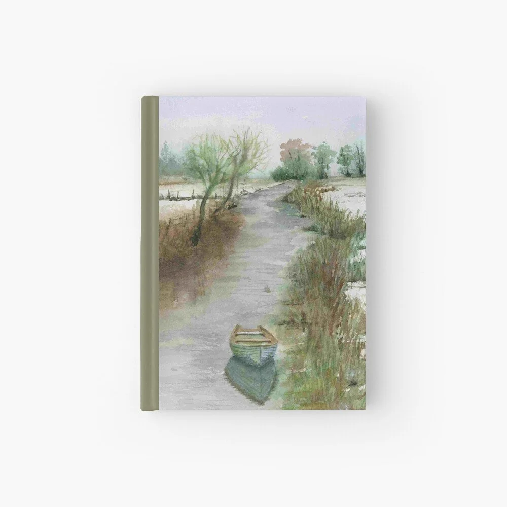 Winter River Rowboat Hardcover Journal