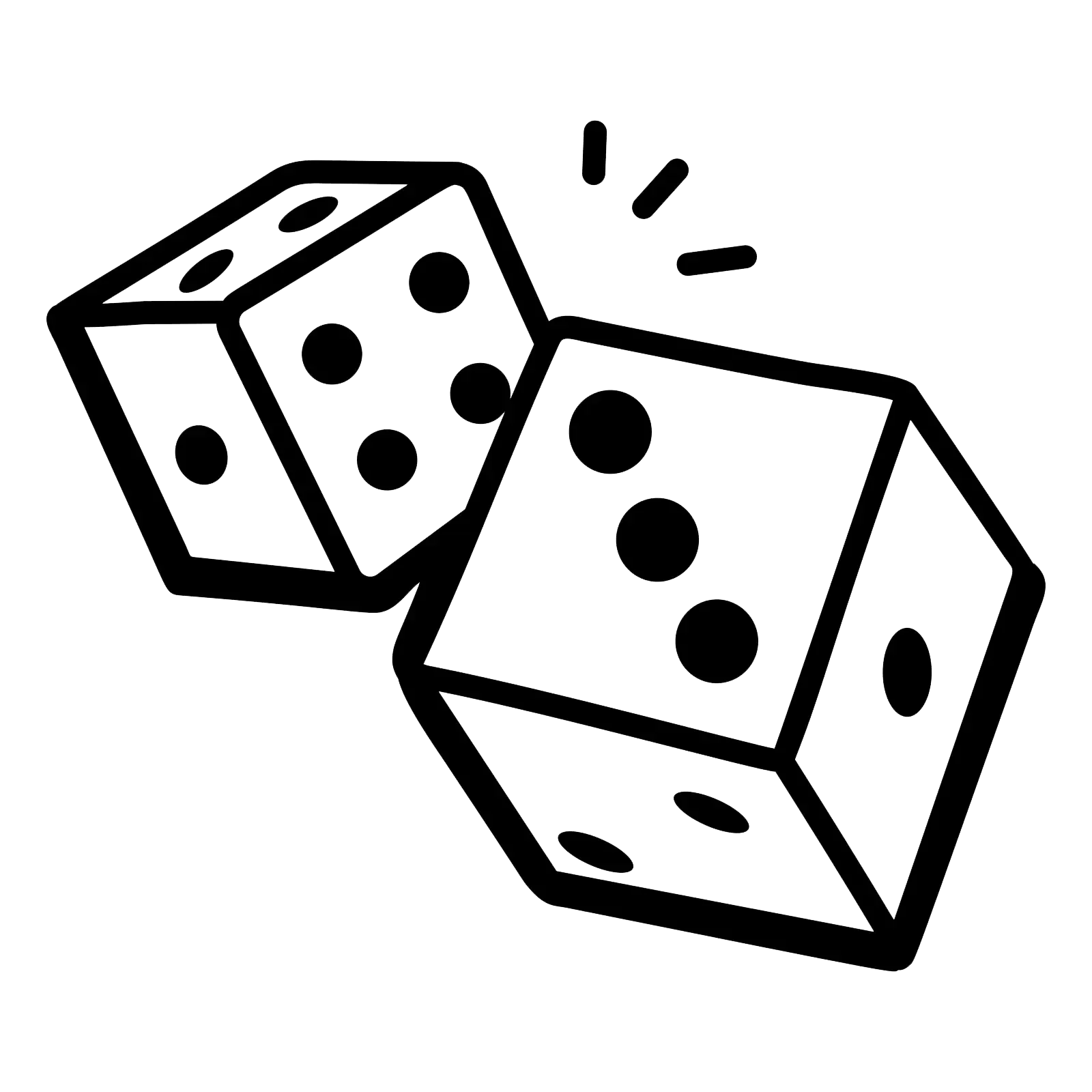 Deux dés noirs avec des points blancs