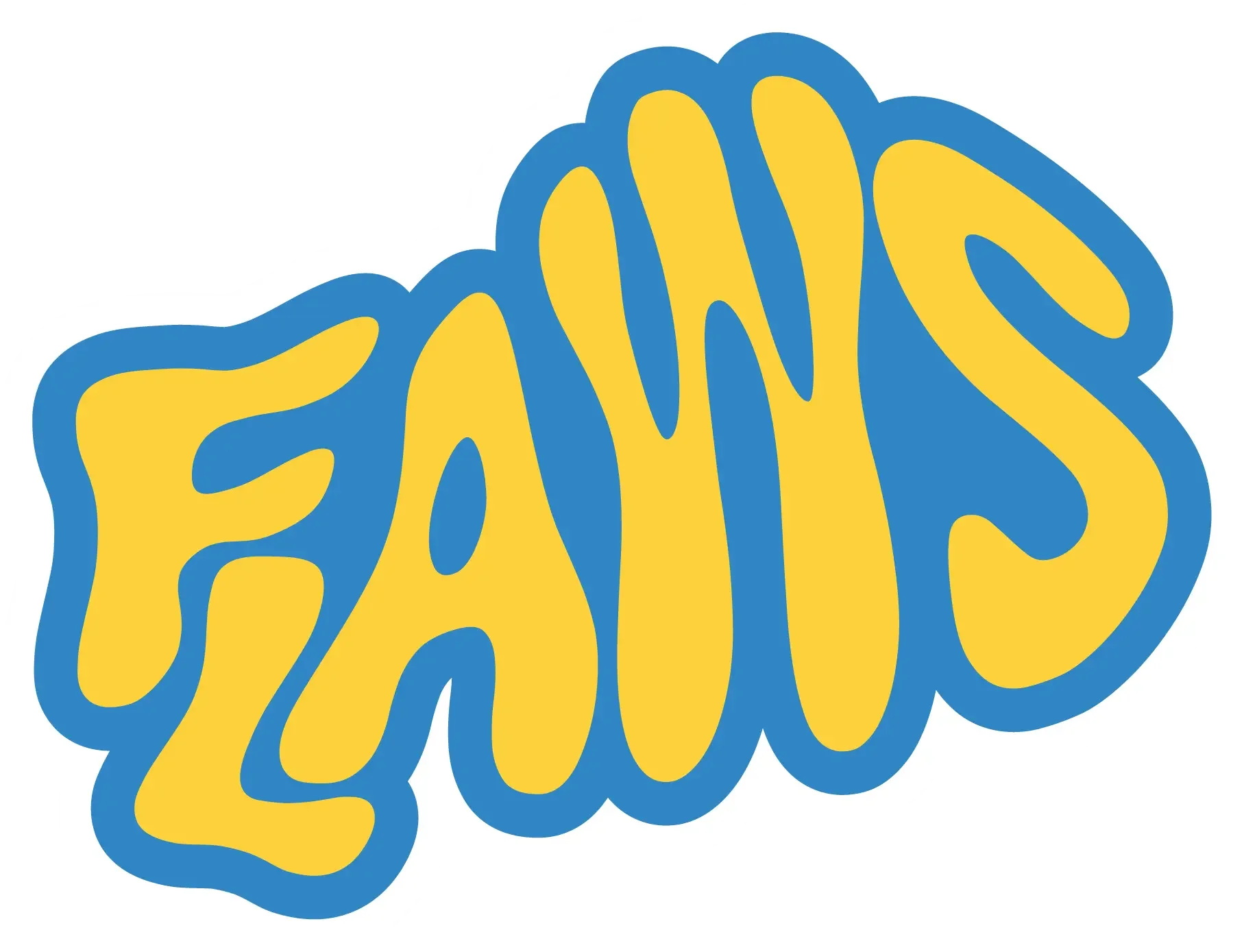 Le logo de la marque Fanta avec les lettres stylisées en jaune et entourées d'un contour bleu.