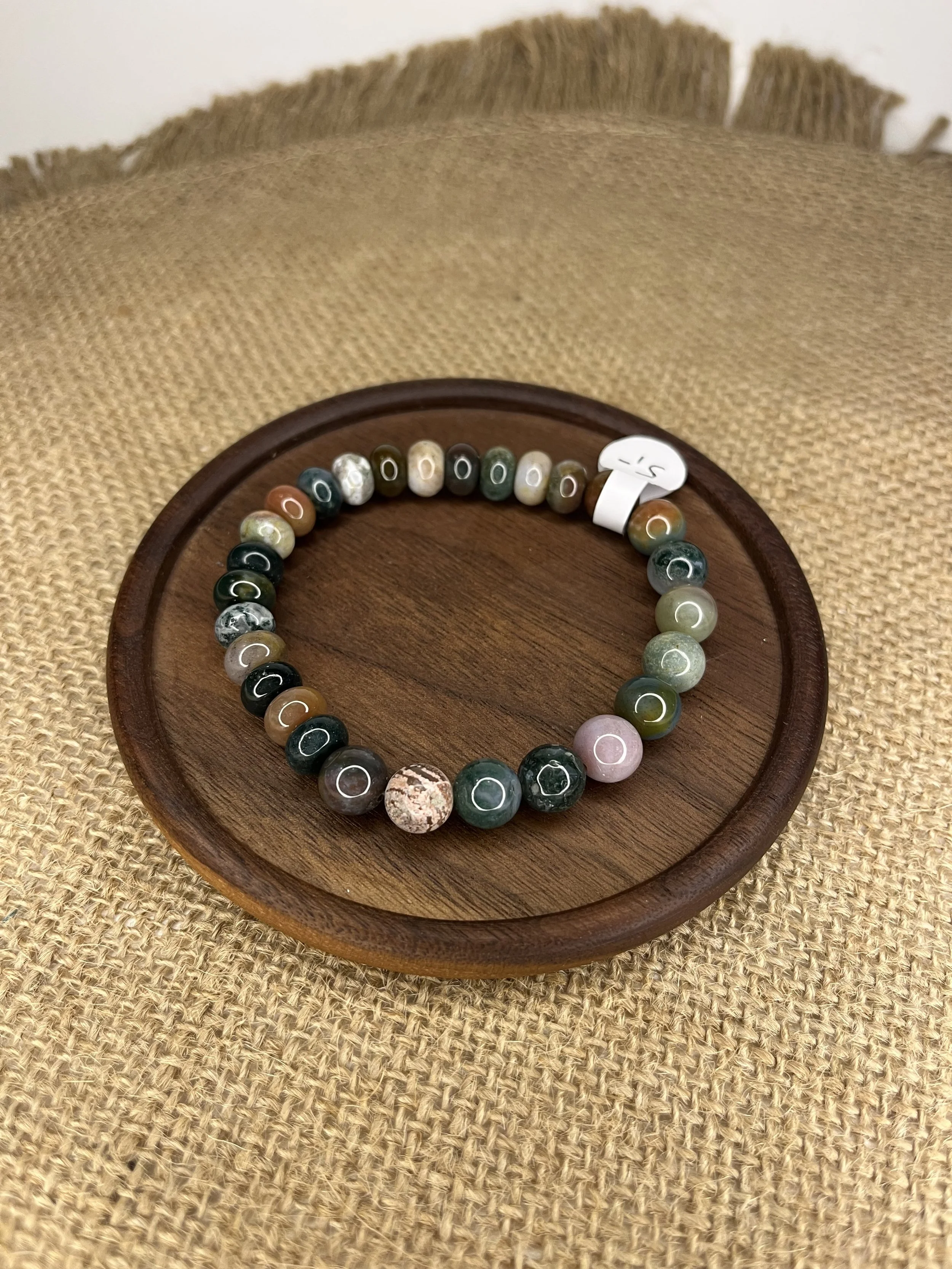 Indian Agate Beaded Bracelet - 8mm