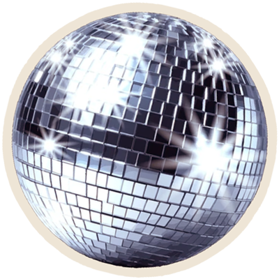A disco ball covered in small reflective mirror tiles reflecting light.