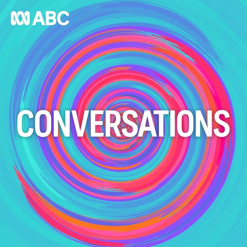 Colorful spiral pattern with the word "CONVERSATIONS" in bold white letters and the ABC logo in the top left corner.
