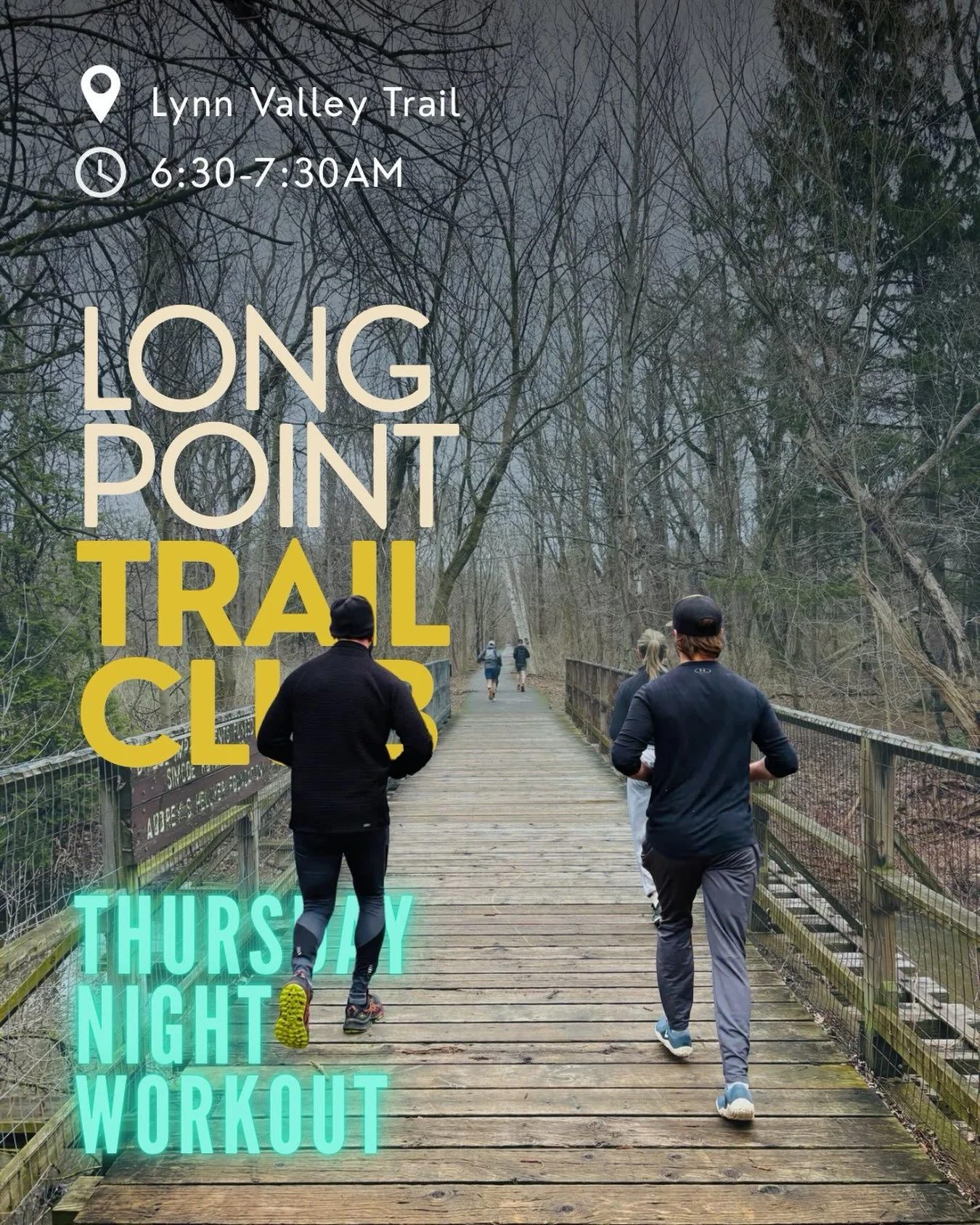 Tonight! Thursday Night Workout 💪 6:30 PM at the Lynn Valley Trailhead (273 Owen St, Simcoe). 

We&rsquo;ll run 400m repeats on the side trails along the Lynn Valley Trail. These workouts are adaptable for all experience levels. You can also choose 