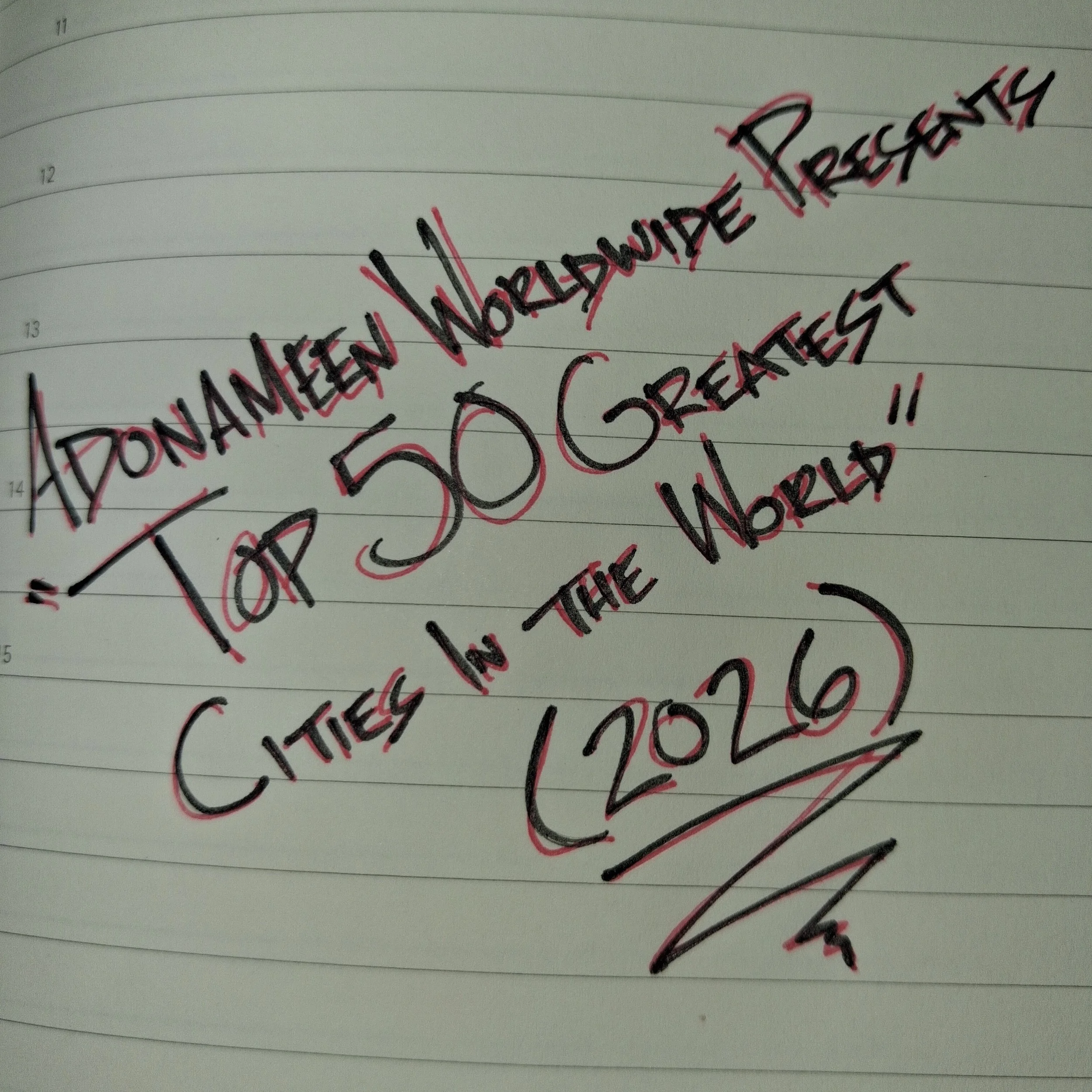 ADONAMEEN Worldwide Presents "Top 50 Greatest Cities in the World" (2026)