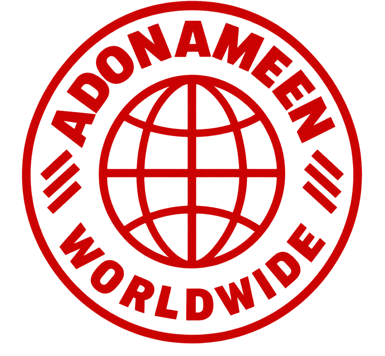 Red circular logo with a globe at the center and the words "I AM AN ANIMAL